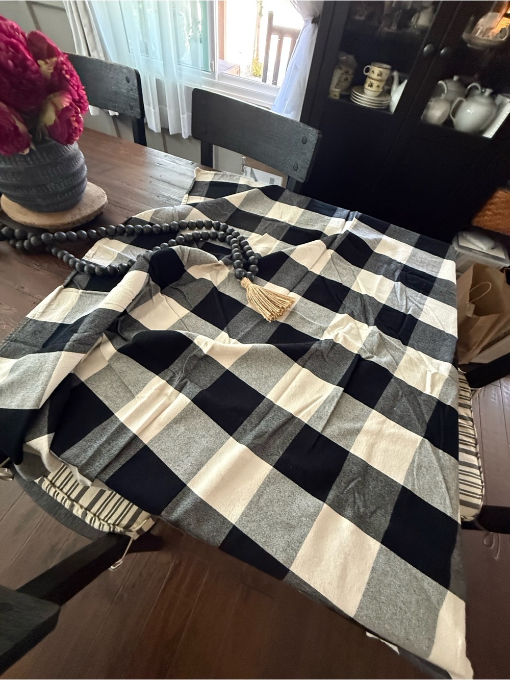 Pottery Barn Table Throw buffalo plaid